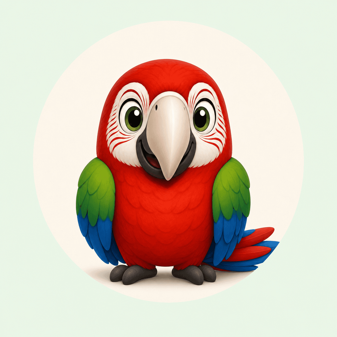 Guacamaya roja aliverde